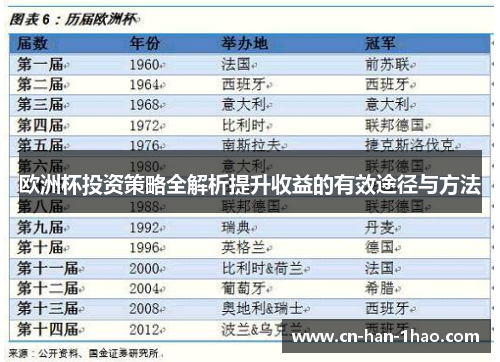 欧洲杯投资策略全解析提升收益的有效途径与方法 欧洲杯投资策略全解析提升收益的有效途径与方法